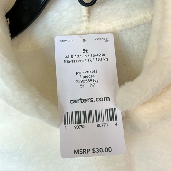 Brand New Carter’s 2-Piece Set Cream Fleece Bear Hoodie & Printed Aztec Leggings - Picture 6 of 14